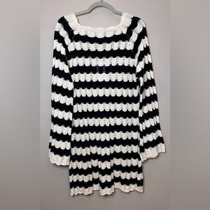 Jumelle - Striped Long-Sleeve Crochet Dress NWT